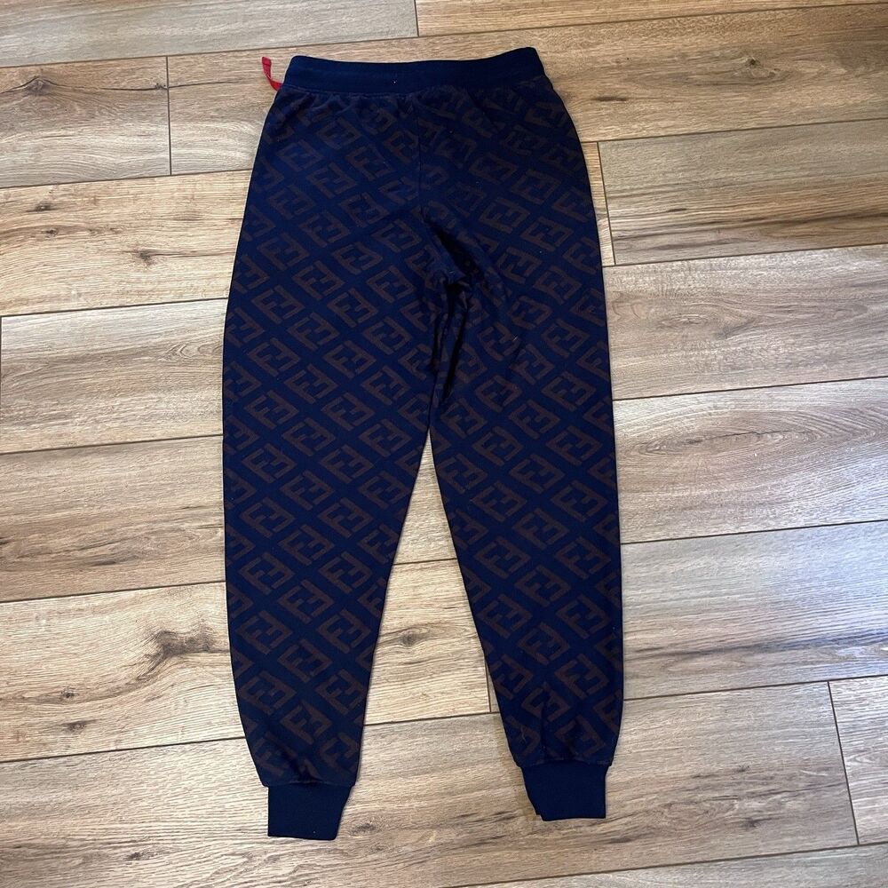Fendi Roma Navy Blue Joggers Loung Sweatpants Monogram Logo Size S (28x29) - Picture 9 of 9